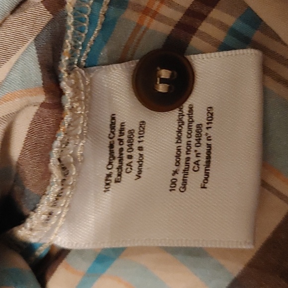 Men's US M MEC Cotton Blue, Tan and Brown Checkered Hiking Shirt in Relaxed Fit - Picture 8 of 8